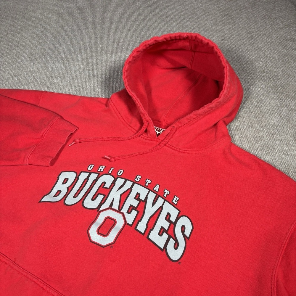 Vintage Ohio State Buckeyes Hoodie Sweatshirt Men L Pullover Fleece Red Oak READ